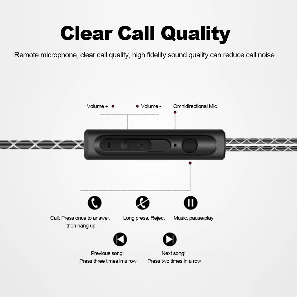 S760 Wired Sport In-Ear Earphones – Waterproof, Bass & Mic Wired Sport Earphones Qst