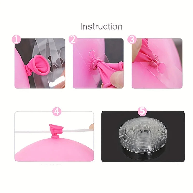 10-Roll Transparent Double Hole Balloon Chain – Party Decor Balloon Garland Chain Qme