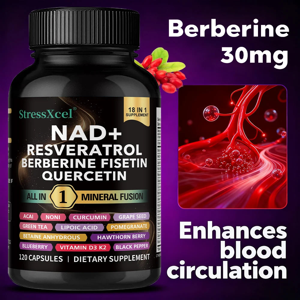 NAD+ Supplement with Resveratrol – Cellular Energy, 120 Softgels NAD+ Supplement Qst