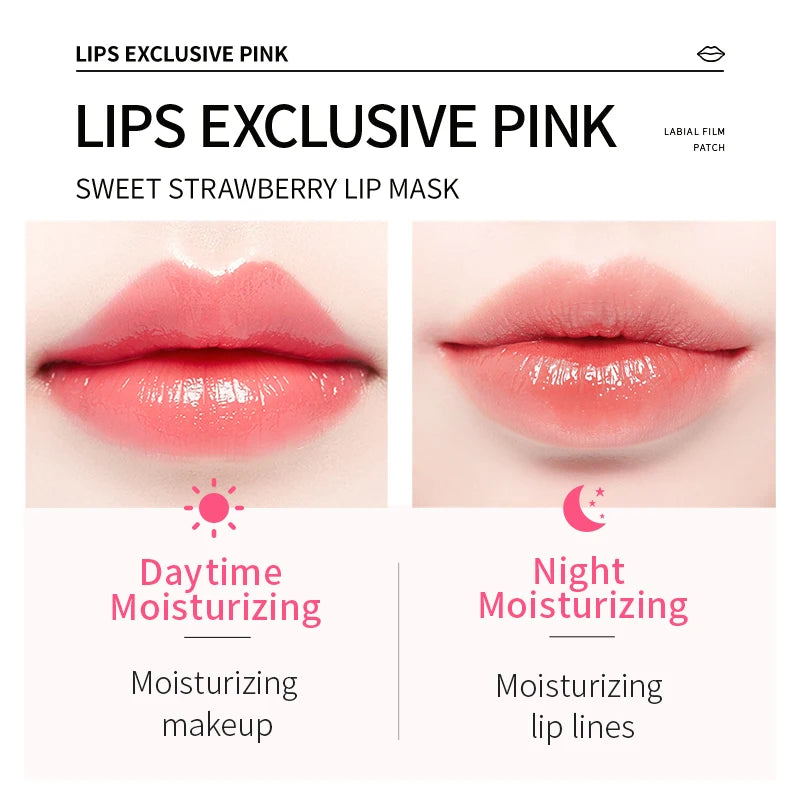 Pink Strawberry Collagen Lip Mask – Hydrating Gel Patches Lip Mask Patches Qst