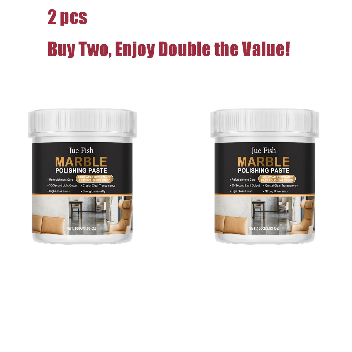 Marble Polishing Paste 100g – Quartz & Stone Brightener Stone Polishing Paste Qst 2 pcs