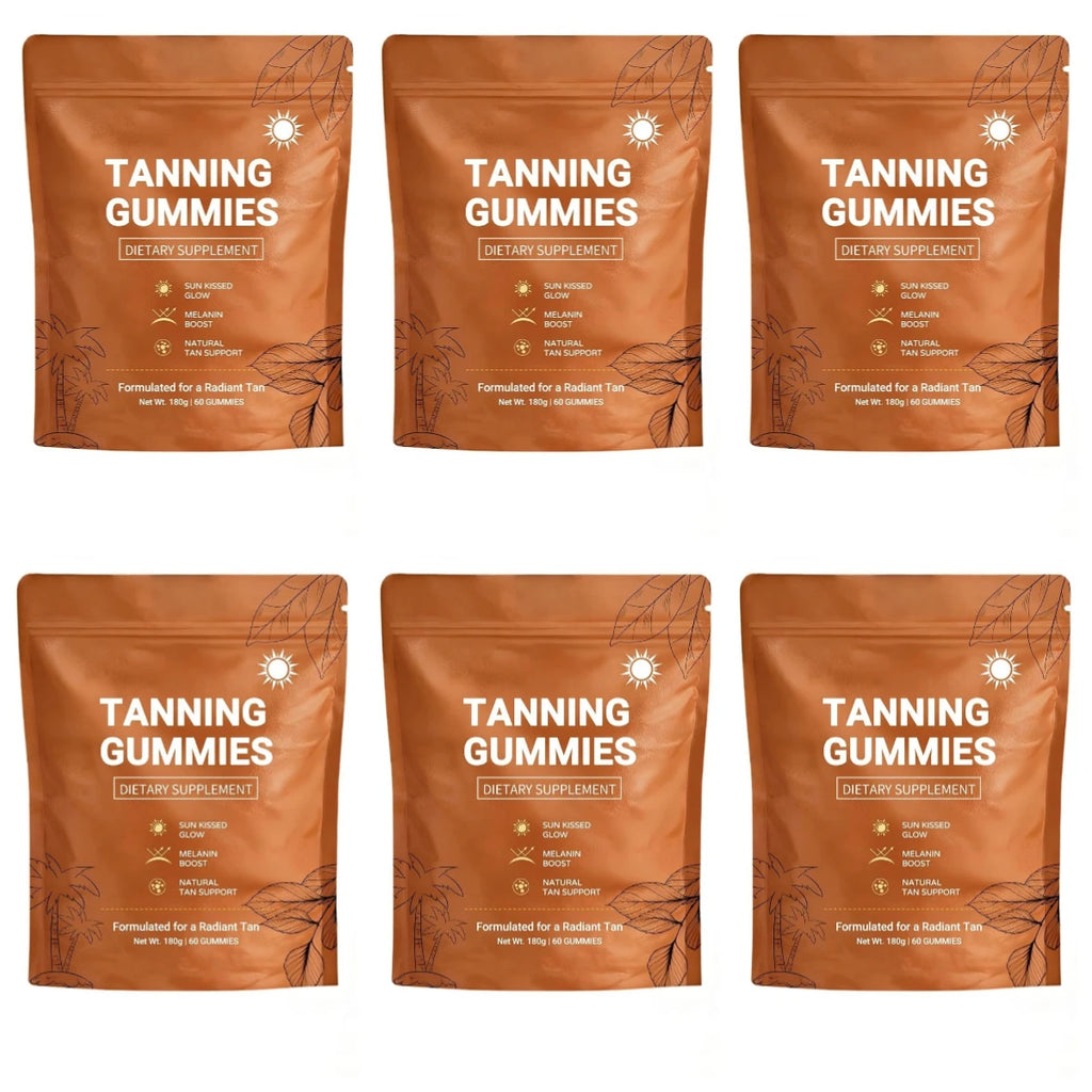 Tanning Gummies – Sunless Bronzing Glow, Vegan, Sugar-Free Tanning Supplement Qst 60 Gummies 6 bags