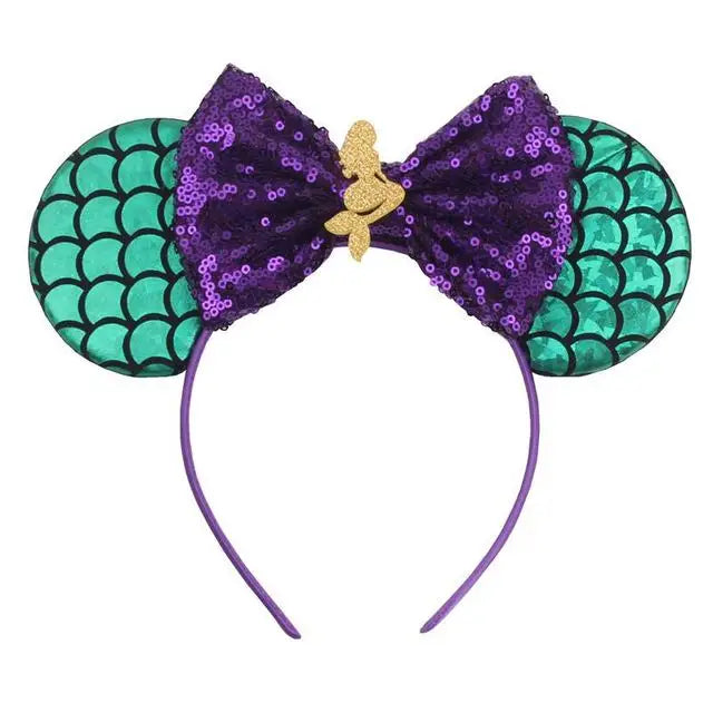 Mermaid Mickey Ear Headband Bow Sequin Cosplay Costume Costume Headband Qme Headband 5