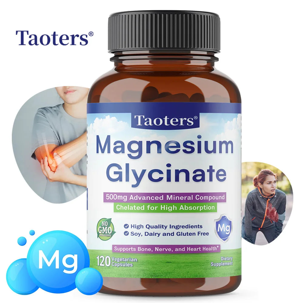 Magnesium Glycinate 500mg Capsules – Chelated High Absorption Mineral Supplement Qst