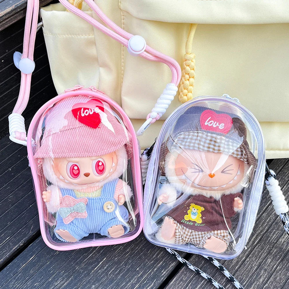 Labubu Doll Shoulder Bag – PVC Protective Carry Case Doll Shoulder Bag Qme