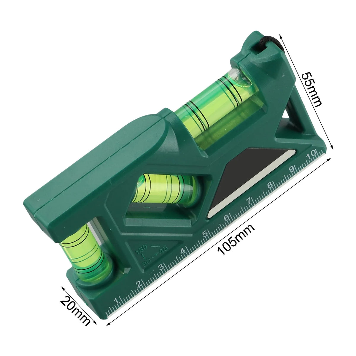 Magnetic Bubble Level Ruler & Angle Gauge | 3 Sizes, 6 Colors Magnetic Level Gauge Qme 105mm green