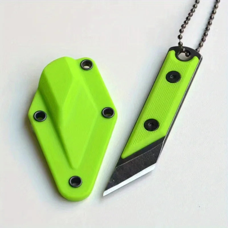 Mini Portable Straight Knife Key Necklace Pendant Cutter Mini Utility Knife Qst green
