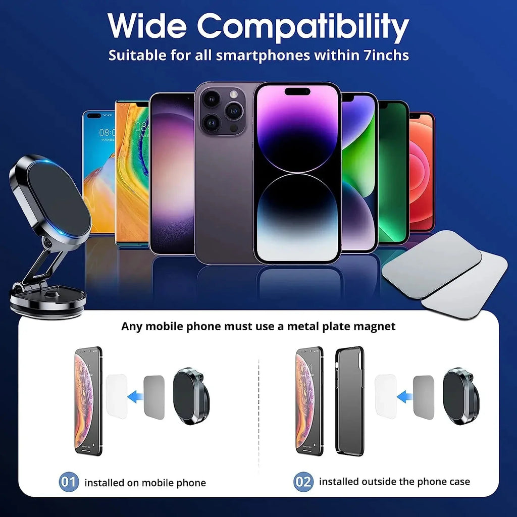 Magnetic Car Phone Holder – Aluminium Smartphone Mount Stand Car Phone Mount Qme