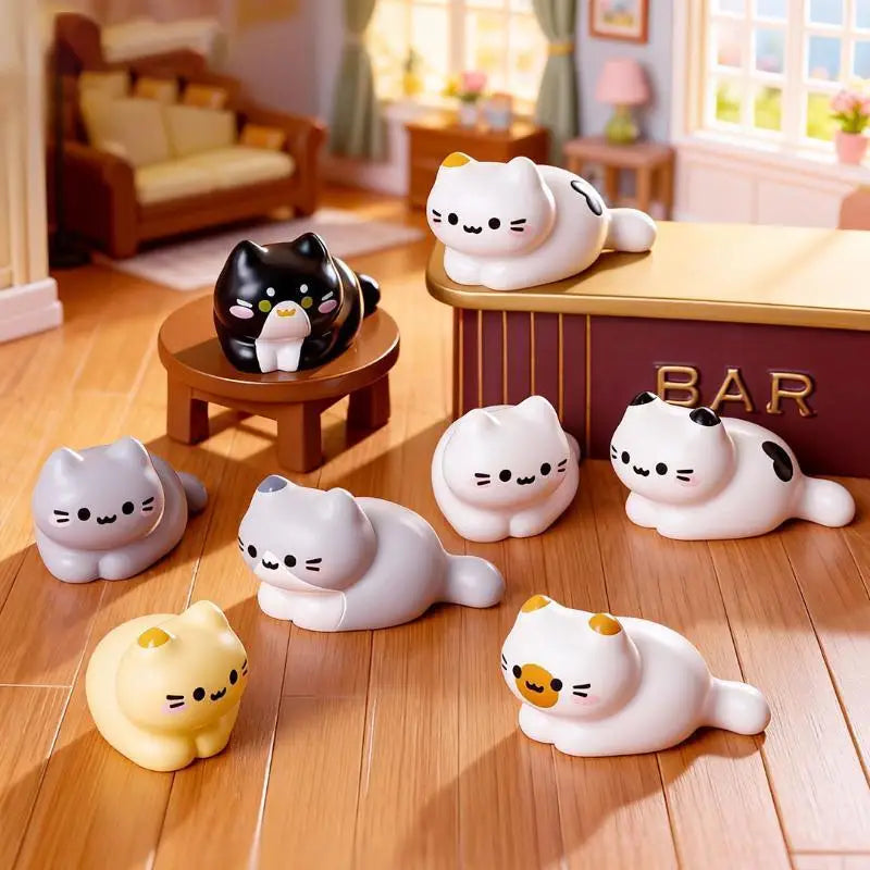 Cute Cat Figurine Miniature Resin Kitten Ornament Set of 8 Miniature Figurine Set Qme