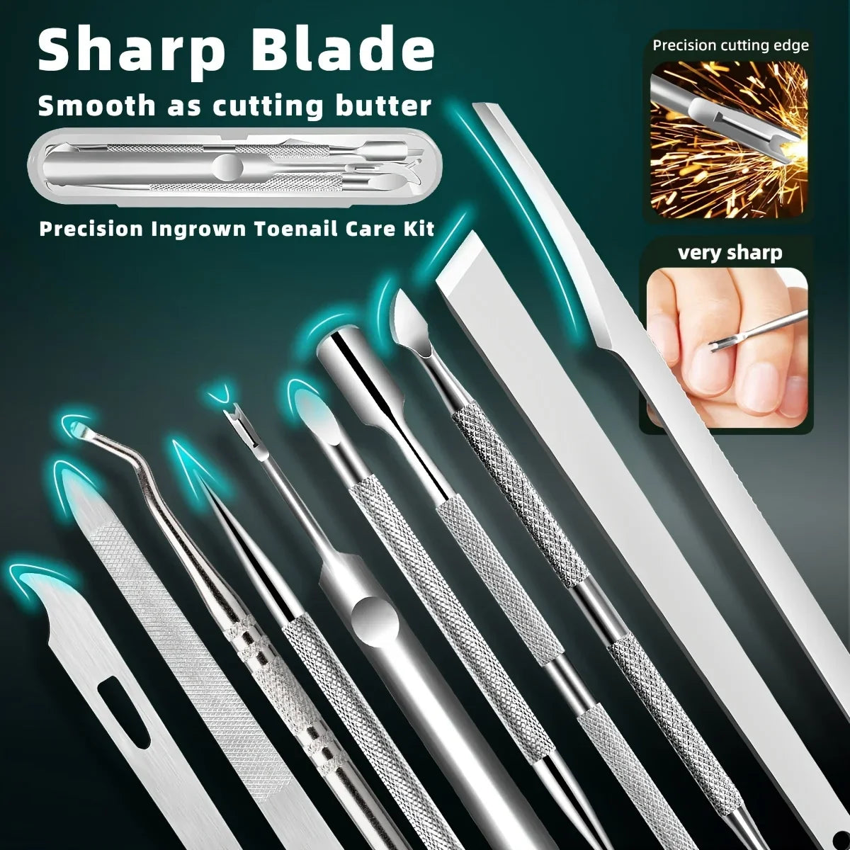 Stainless Steel Cuticle Remover & Nail Care Set | Qme Nail Care Set Qme
