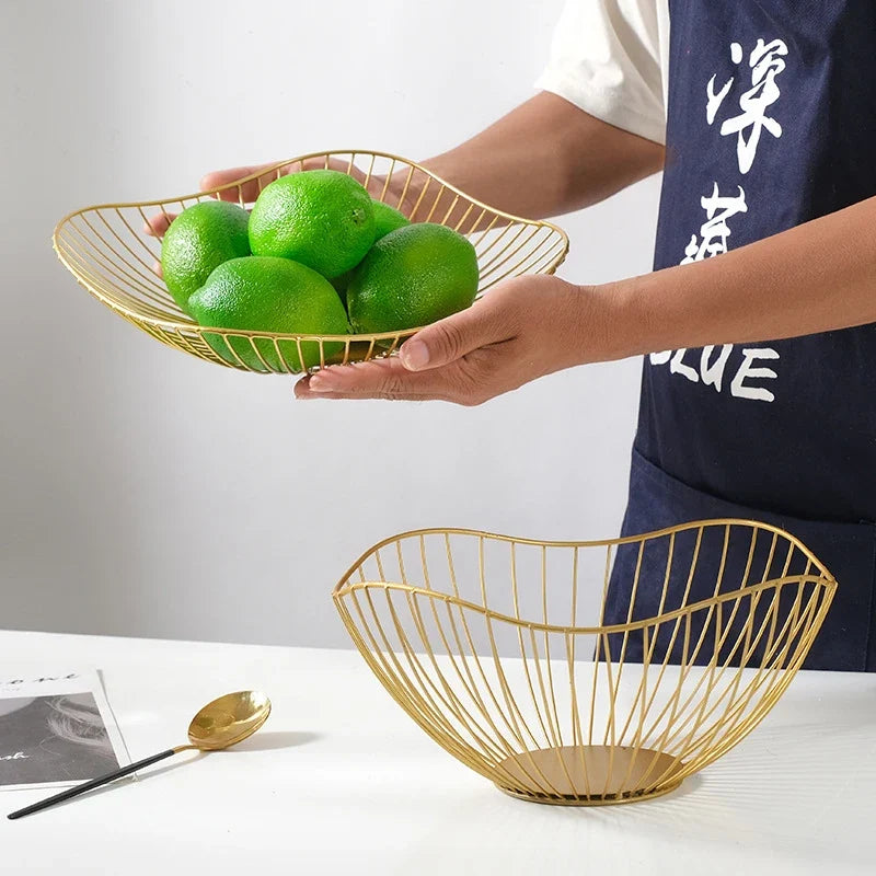 Iron Fruit Basket Bread & Snack Tray Bowl – 4 Colors Fruit Basket Tray Qme