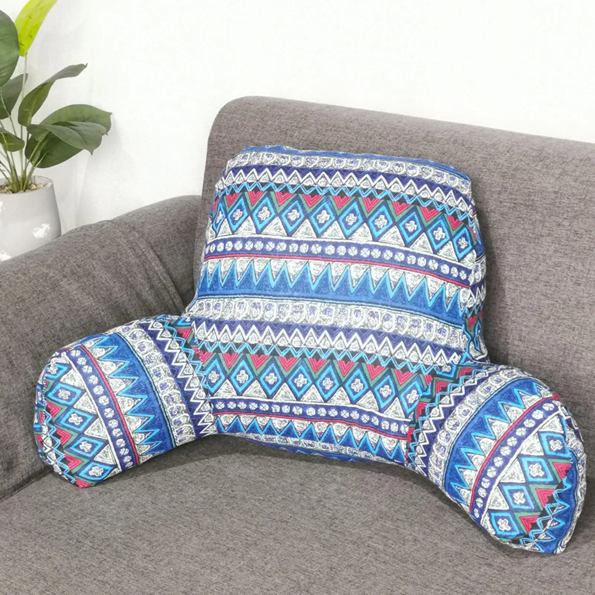 Printed Back Cushion with Arm Rest – Lumbar & Reading Support Back Support Cushion Qme E