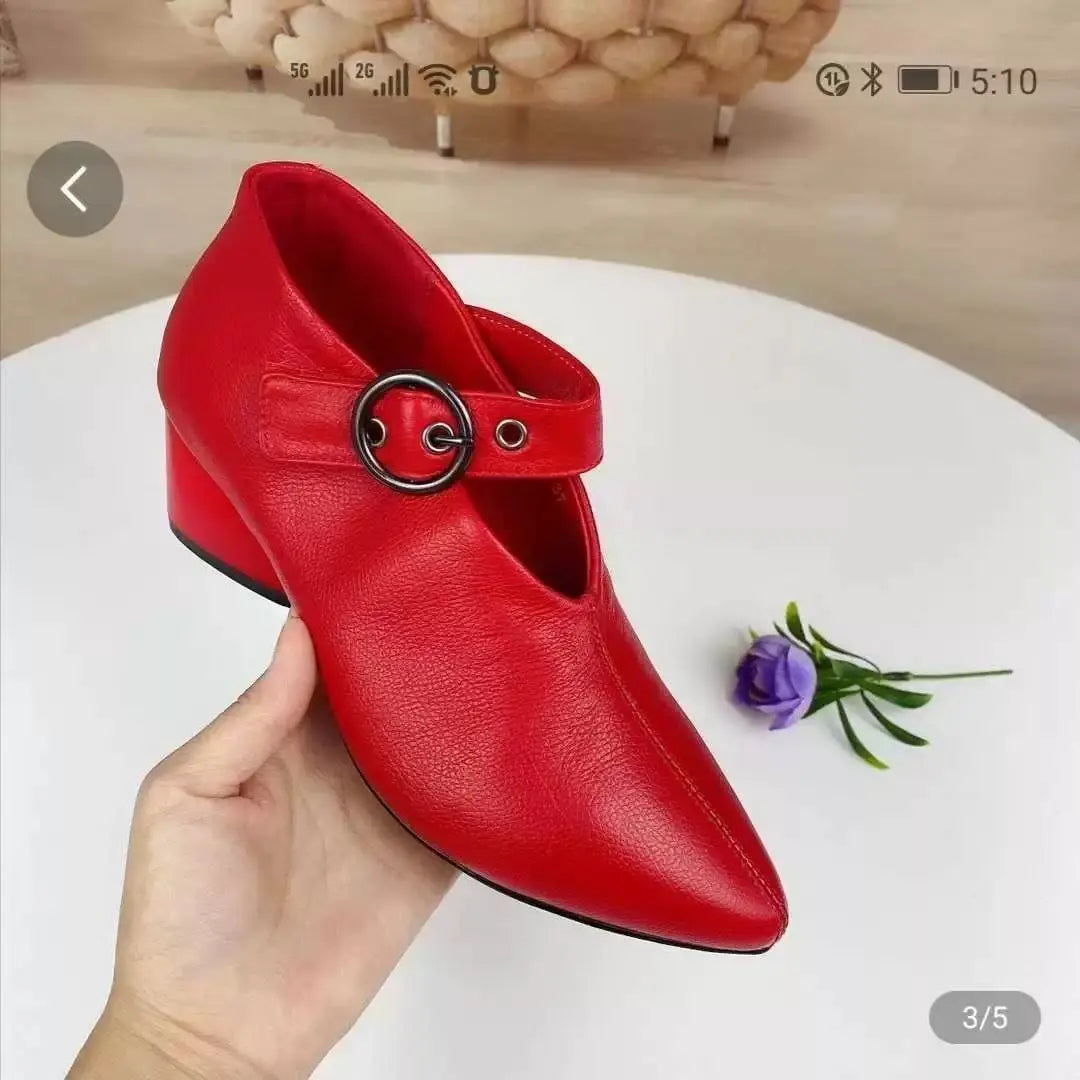 Women's V-Shape Pointed Toe Slip-On Spike Heel Mule Boots Heeled Mule Boots Qst