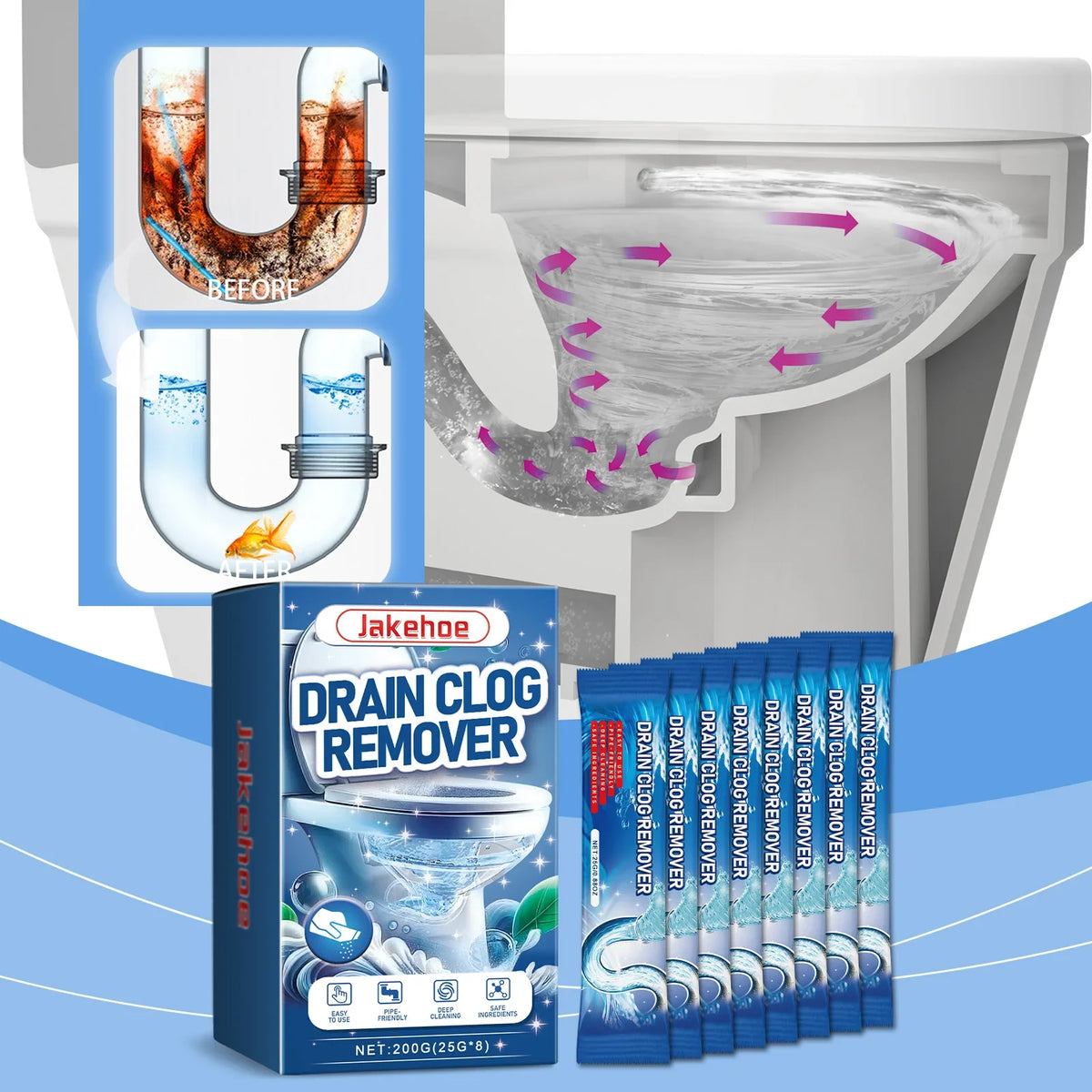 Qme Drain Cleaner – Sink, Toilet & Pipe Clog Remover Drain Clog Remover Qme