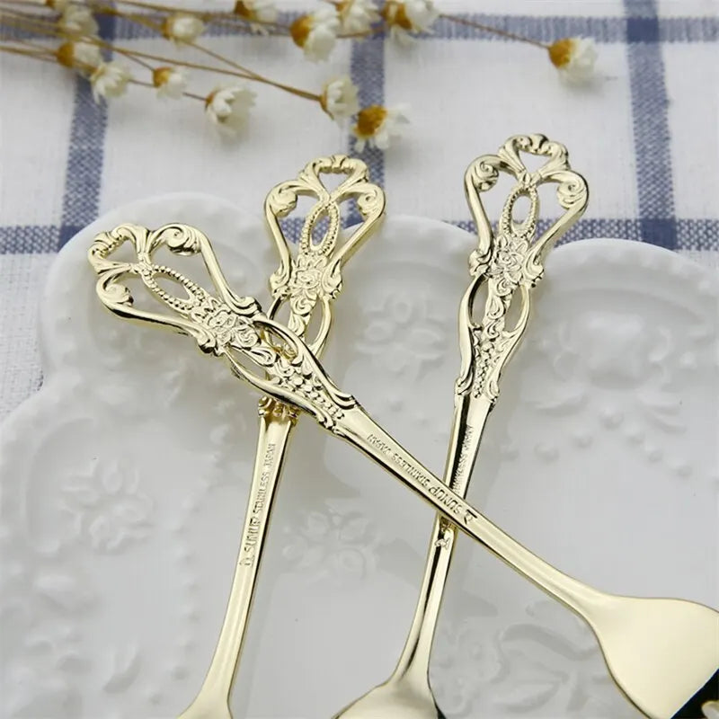 Vintage Stainless Steel Spoon & Fork Set – Coffee & Dessert Cutlery Set Qme