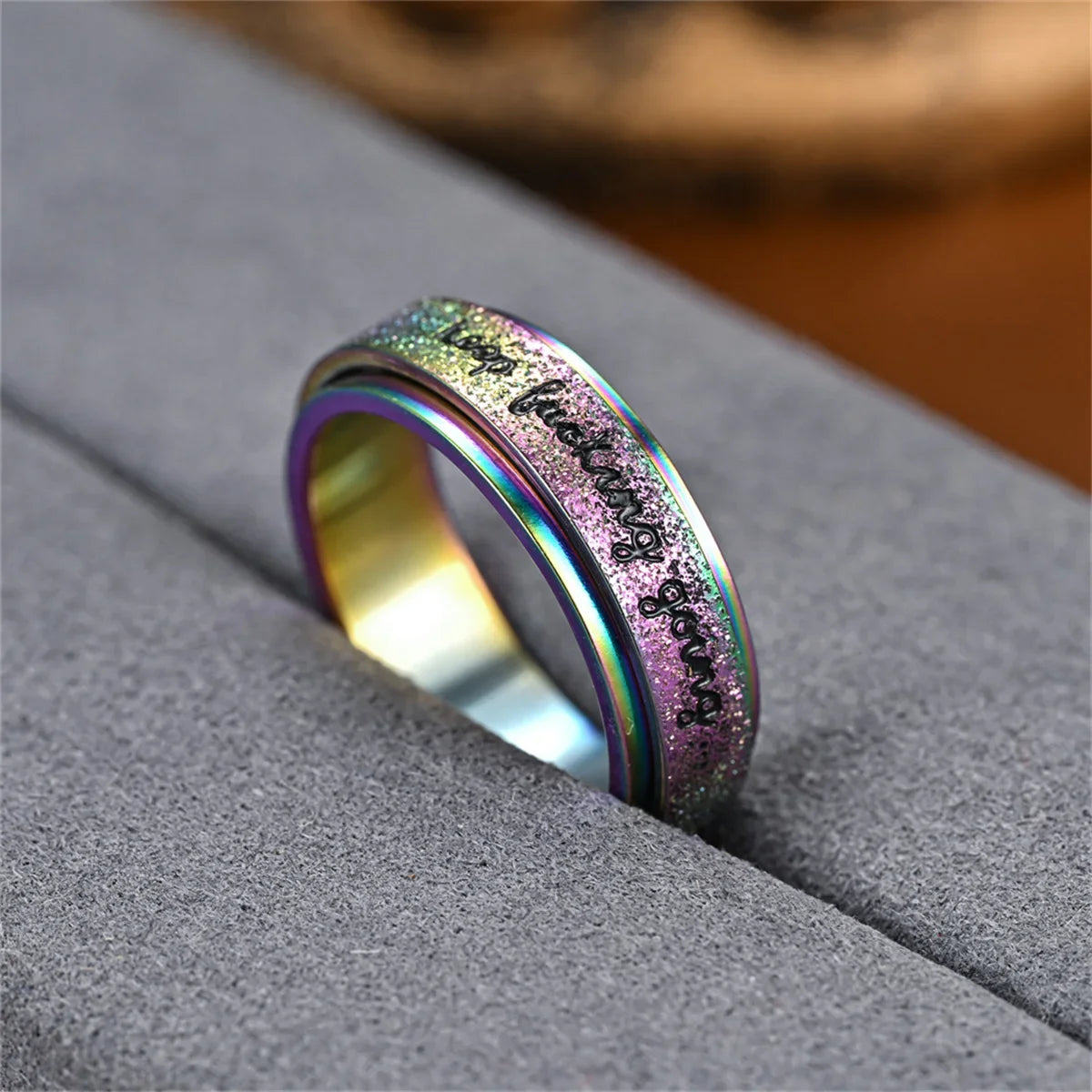Vibrant Stainless Steel Rotating Ring – Adjustable Unisex Spinner Ring Qme