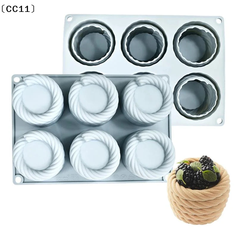 6-Cavity Woven Flower Basket Silicone Mousse Cake Mold Silicone Cake Mold Qme