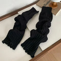 Japanese Lolita JK Leg Warmers – Gothic Ankle Warmers for Women Knitted Leg Warmers Qme black Length 57cm