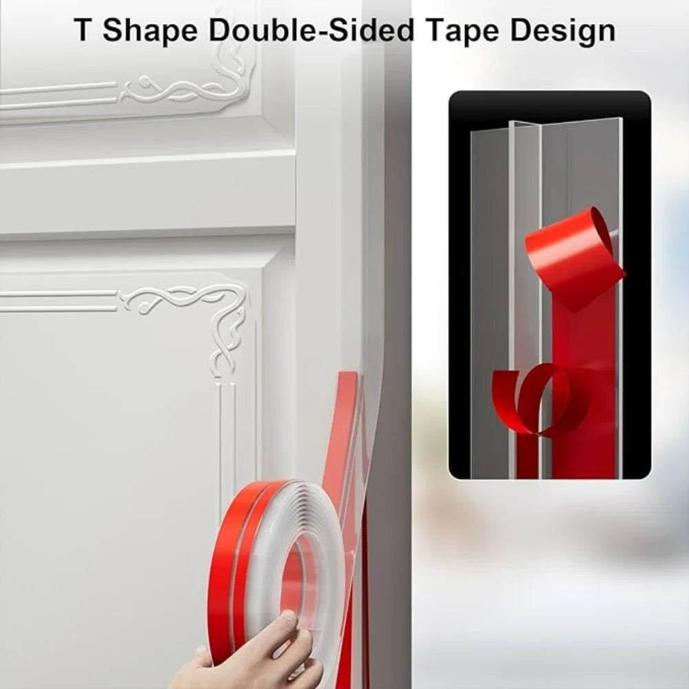 T-Shape Door Draft Stopper Self-Adhesive Seal Strip | TPE Door Weather Stripping Qme