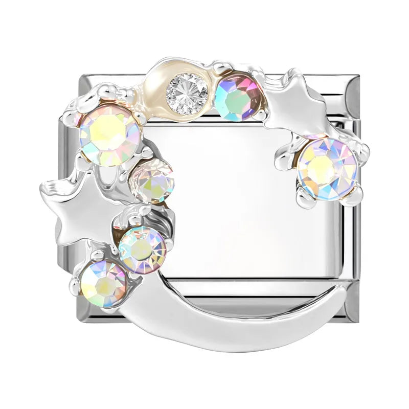 Zircon Italian Charm Links – Heart Bow Butterfly Star 9mm Italian Charm Links Qme S 13