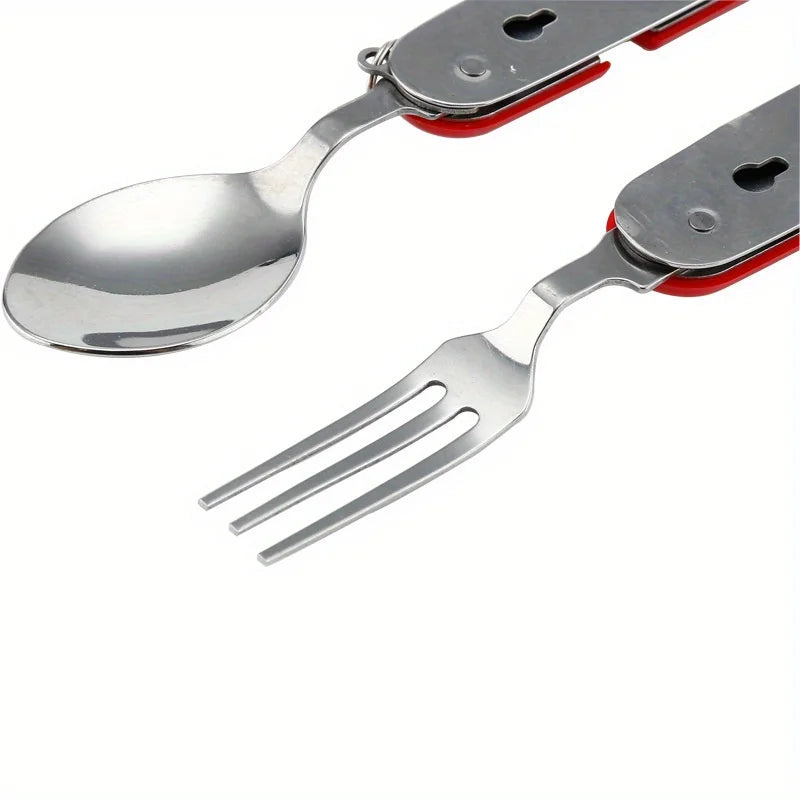 Folding Stainless Steel Cutlery Set – Spoon Fork Knife Combo Folding Cutlery Set Qme