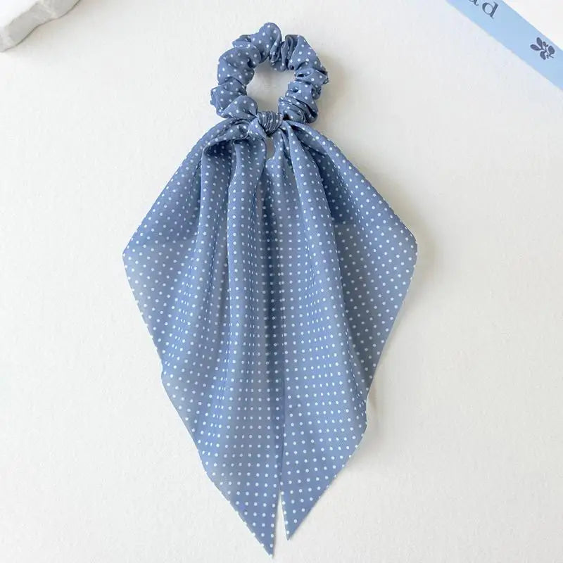 Chiffon Floral Bow Hair Scrunchies – Women's Ponytail Holder Hair Scrunchie Qst A4