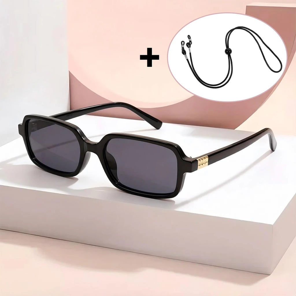VOPHA S20 Rectangle Vintage Sunglasses UV400 Women & Men Fashion Sunglasses Qst Black gray