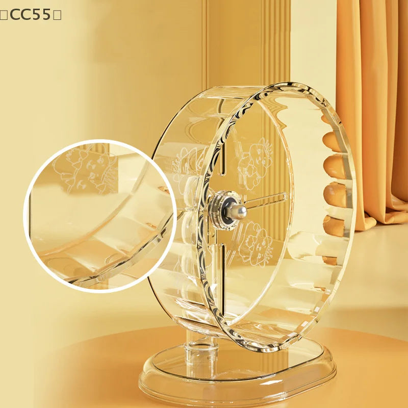 Acrylic Hamster Exercise Wheel with Stand – Transparent, Anti-Slip Hamster Exercise Wheel Qst