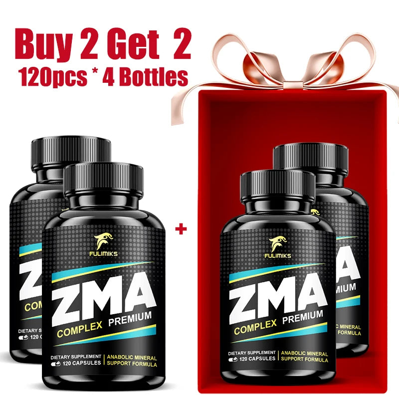 ZMA Capsules – Zinc, Magnesium & Vitamin B6 | 120ct Vitamin Supplement Qst 120pcs-4 Bottles