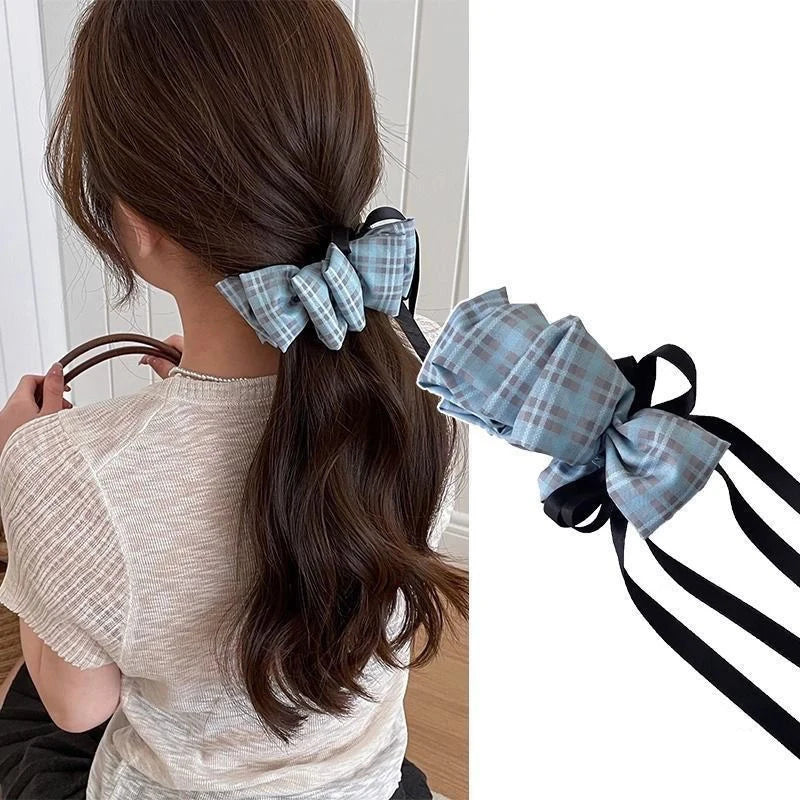 Women's Blue Bow Vintage Hairpin – High Ponytail Accessory Bow Hair Clip Qst