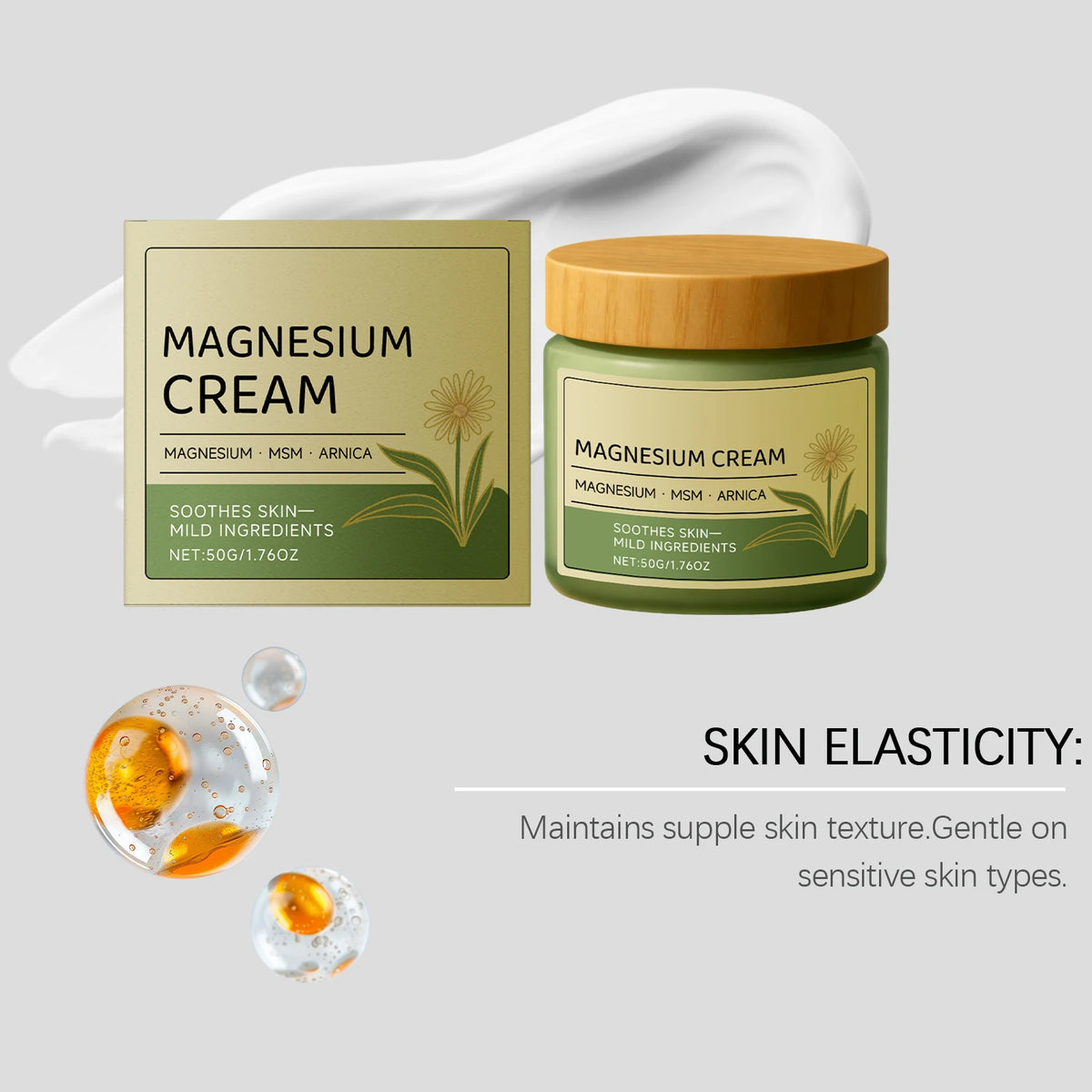 Magnesium Body Cream 50g – Moisturizing Massage Lotion Body Moisturizing Cream Qst