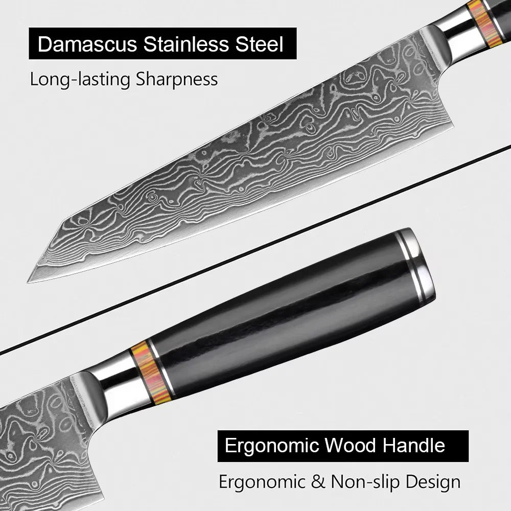 XITUO Damascus Steel Kitchen Knife Set – Santoku & Nakiri Kitchen Knife Set Qst