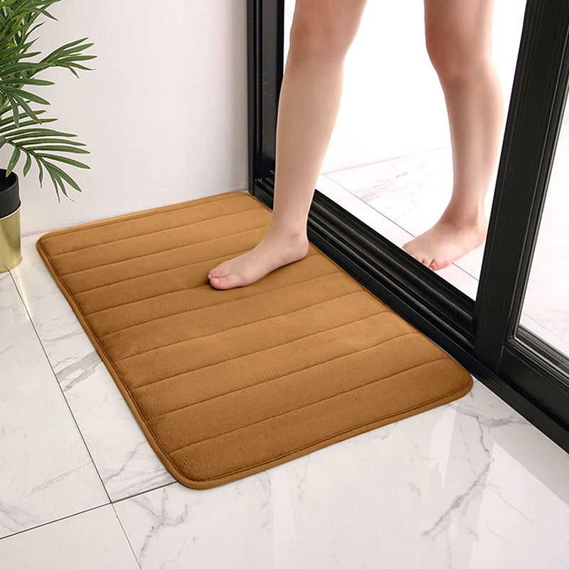 60x40cm Soft Anti-Slip Bathroom Mat – Quick Dry Bath Rug Bath Mat Qst Khaki