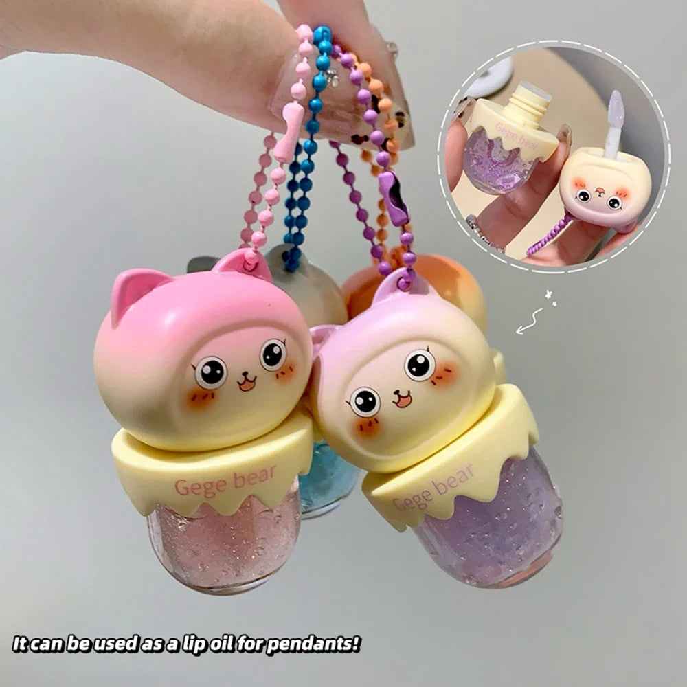 Gege Bear Fruit-Flavored Lip Oil – Hydrating Key Pendant Lip Oil Qme