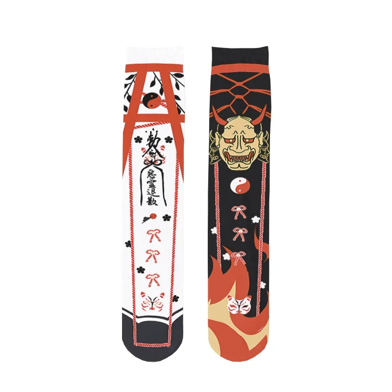 Women's Anime Cartoon Print Mid-Tube Stockings – 6 Colors Printed Calf Stockings Qme style4 One Size