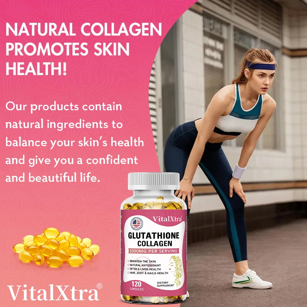 Glutathione & Collagen Supplement – 120 Capsules | SOOMIIG Dietary Supplement Qst
