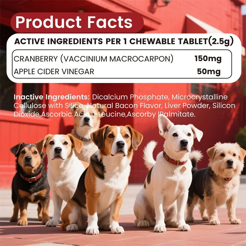 Cranberry Chewable Tablets for Dogs – Urinary & Bladder Support Dog Supplement Qst