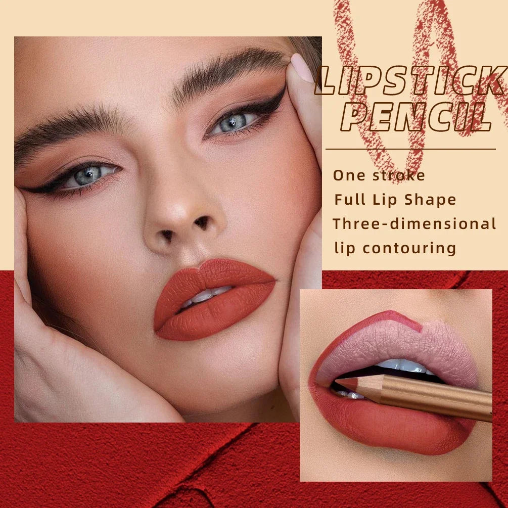 QIBEST 12-Color Matte Waterproof Lip Liner Pencil Set Lip Liner Set Qme