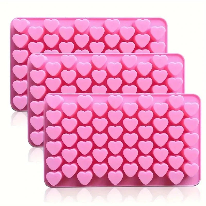 55 Mini Heart Silicone Mold – Chocolate, Candy, Ice & Soap Silicone Baking Mold Qme 3PCS