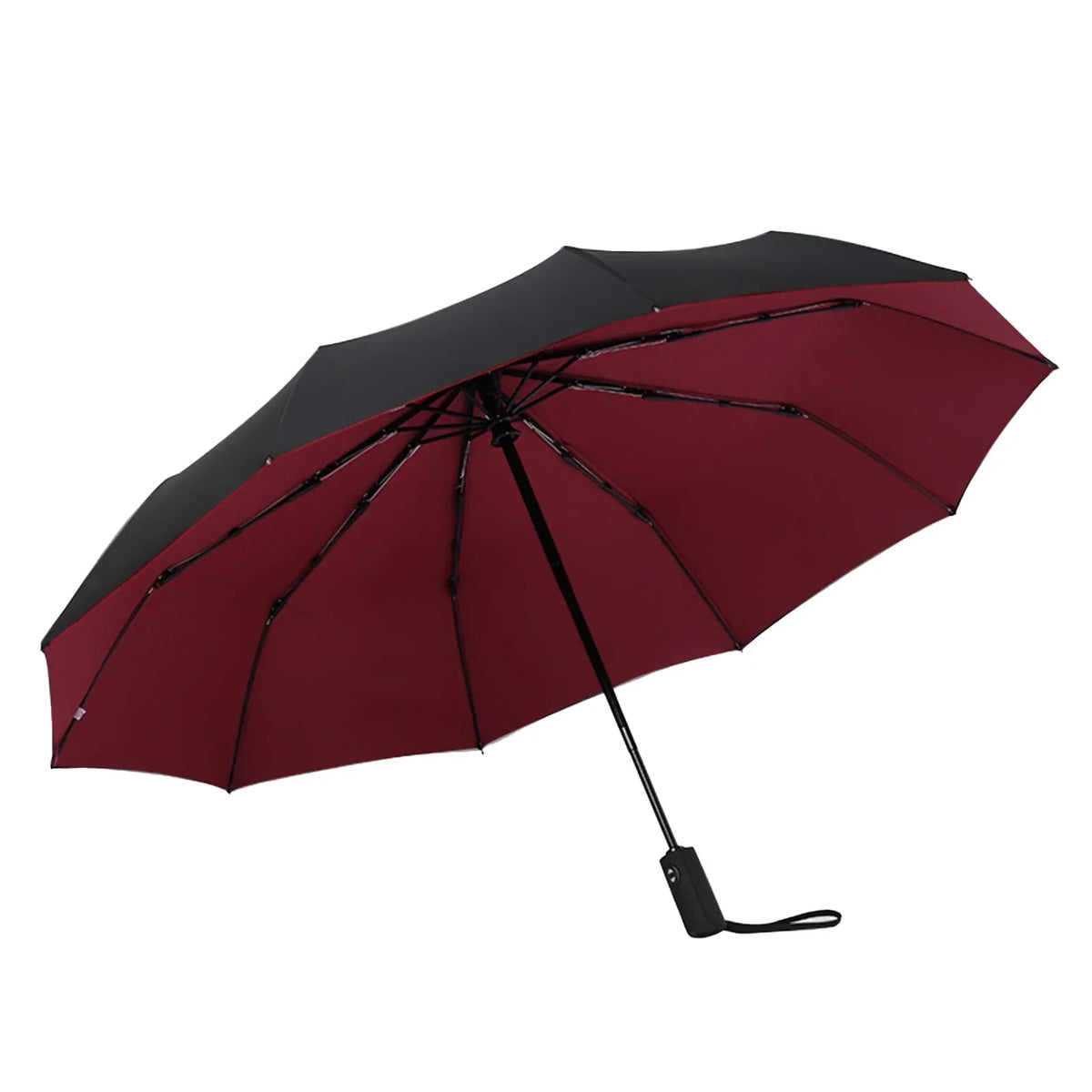 10-Bone Auto Folding Umbrella – UV Resistant 190T Nylon, 6 Colors Folding Umbrella Qme Wine