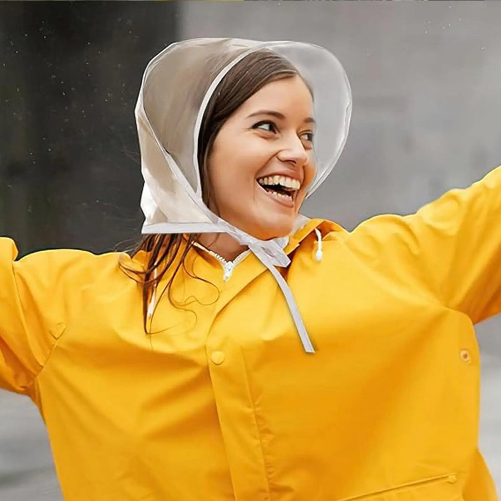 Transparent Waterproof Rain Hat with Brim | Reusable Women's Waterproof Rain Hat Qme