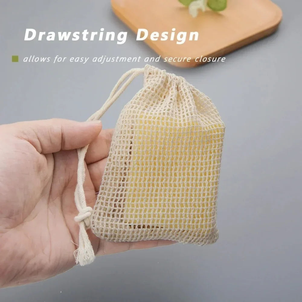 Eco-Friendly Cotton Soap Saver Foam Bag – Reusable & Portable Soap Saver Bag Qme