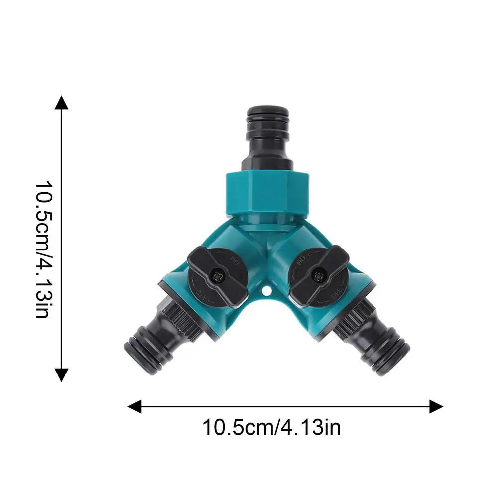 2-Way Garden Hose Splitter with Quick-Connect Fittings Garden Hose Splitter Qme Green