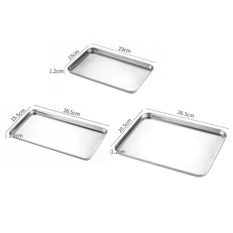 Rectangle Stainless Steel Serving Tray | Buffet & Food Presentation Food Serving Tray Qme