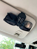 Car Sun Visor Glasses Clip Bow Tie Rhinestone – Cute Pink Car Visor Glasses Clip Qme black