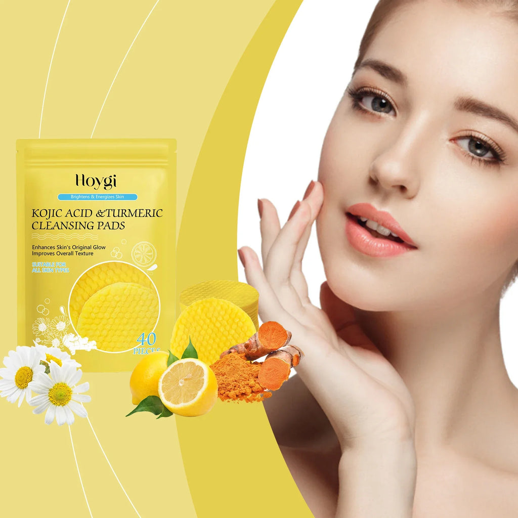 Turmeric & Kojic Acid Cleansing Pads – Pore Cleanser & Makeup Remover Facial Cleansing Pads Qme