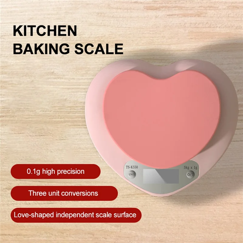 MiLESEEY B15C Heart-Shaped Kitchen Scale 5kg Pink Digital Digital Kitchen Scale Qst