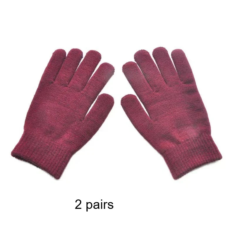 Winter Knitted Gloves Soft Thermal Elastic Cuff – 2 or 5 Pairs Winter Knitted Gloves Qme Red 2pairs