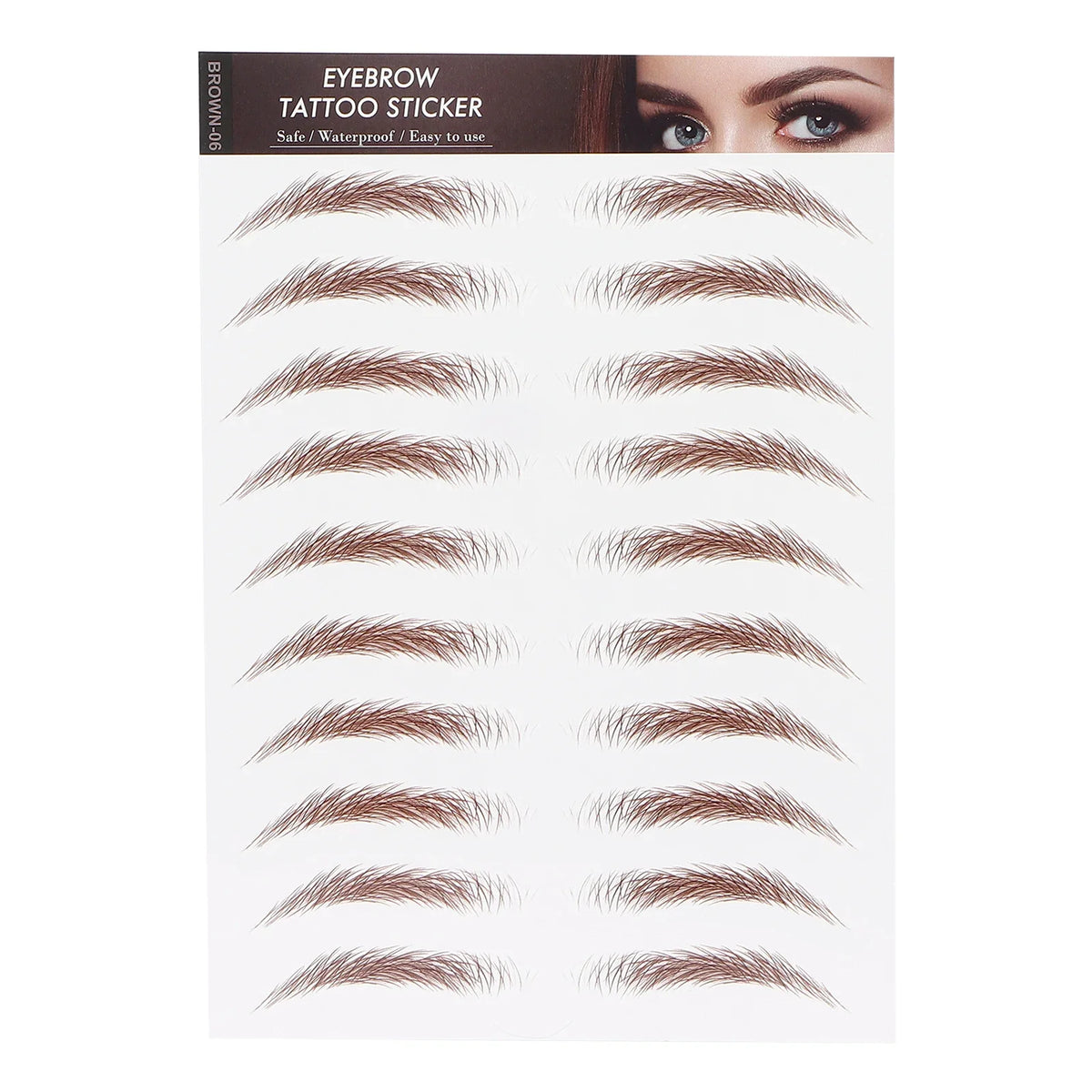 Waterproof Eyebrow Tattoo Transfer Stickers – 10 Colors Eyebrow Transfer Sticker Qme F