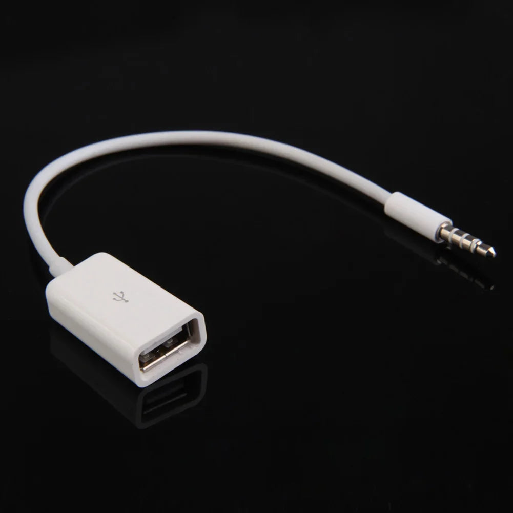 3.5mm AUX to USB 2.0 Female Adapter Cable for Car Audio AUX USB Adapter Cable Qme